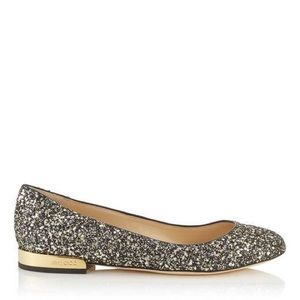 Jimmy Choo Jessie Gold Glitter Flat